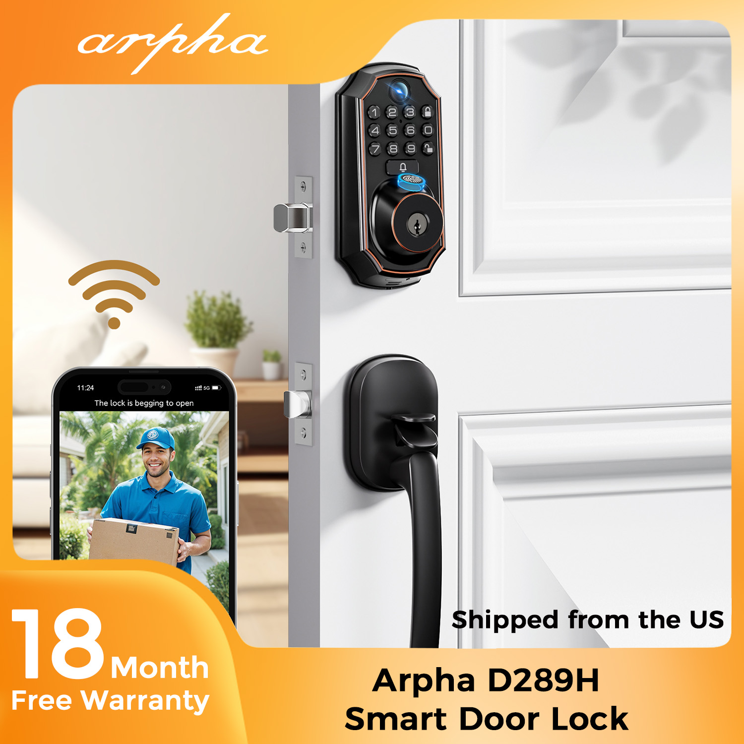 Home Security Front Door Camera - ARPHA D289H slimme deurvergrendeling met camera,